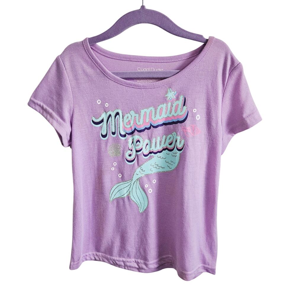 Cuddl Duds Mermaid Power Tee Shirts Pastel Purple Cute Kids Size S 6X NWT